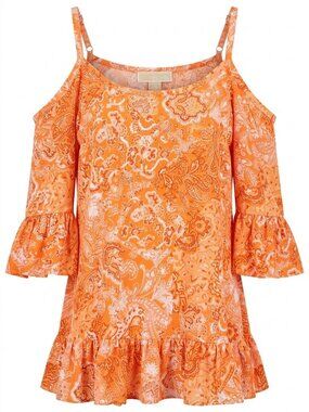 Polyester blouse, NEW with tags Michael Kors paisley print tiered ruffle cami to